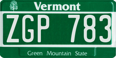 VT license plate ZGP783