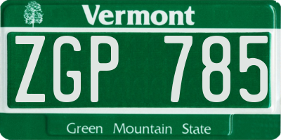 VT license plate ZGP785