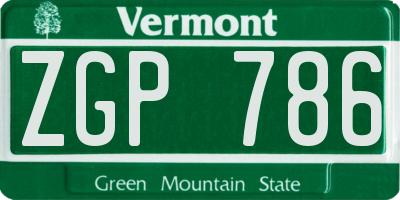 VT license plate ZGP786