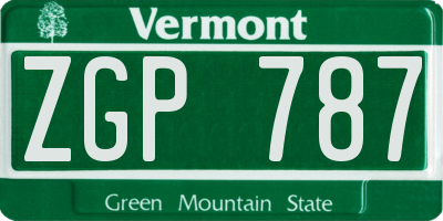 VT license plate ZGP787