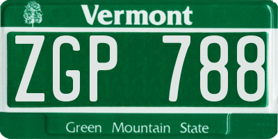 VT license plate ZGP788