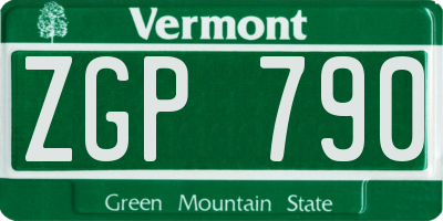 VT license plate ZGP790