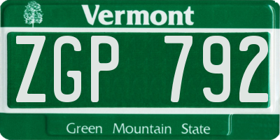 VT license plate ZGP792