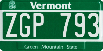 VT license plate ZGP793