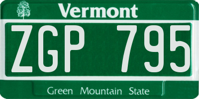 VT license plate ZGP795