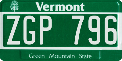 VT license plate ZGP796