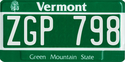 VT license plate ZGP798