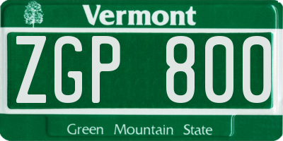 VT license plate ZGP800