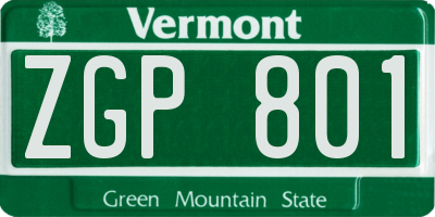 VT license plate ZGP801