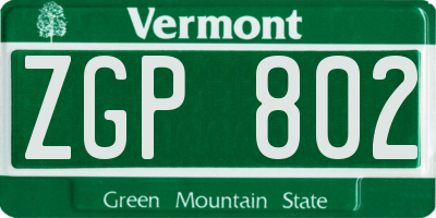 VT license plate ZGP802