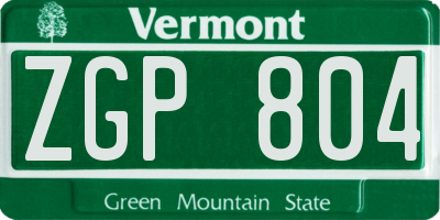 VT license plate ZGP804
