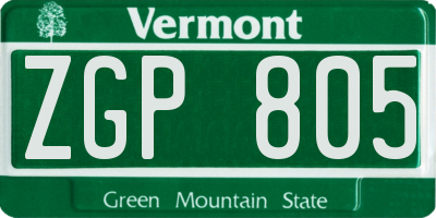 VT license plate ZGP805
