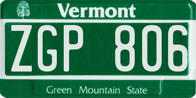 VT license plate ZGP806