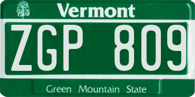 VT license plate ZGP809