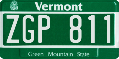 VT license plate ZGP811