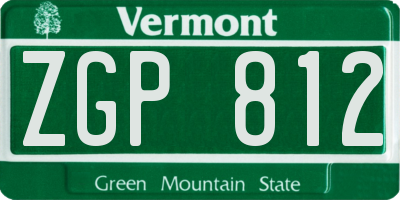 VT license plate ZGP812