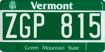 VT license plate ZGP815