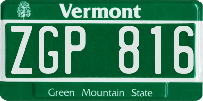 VT license plate ZGP816