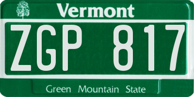 VT license plate ZGP817