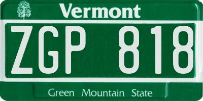 VT license plate ZGP818