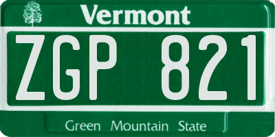 VT license plate ZGP821