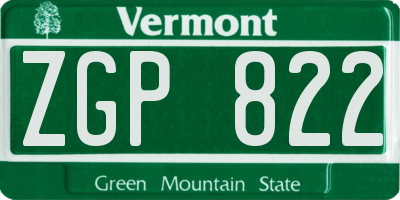 VT license plate ZGP822
