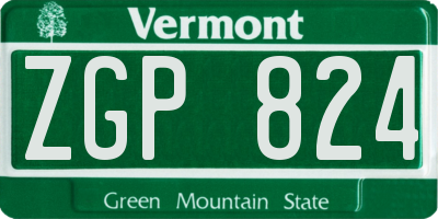 VT license plate ZGP824