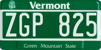 VT license plate ZGP825