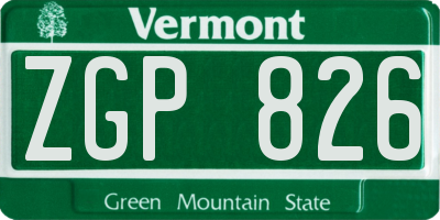VT license plate ZGP826