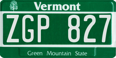 VT license plate ZGP827