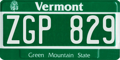 VT license plate ZGP829