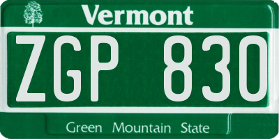VT license plate ZGP830