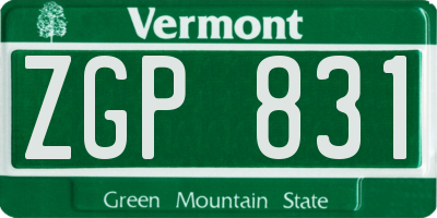 VT license plate ZGP831