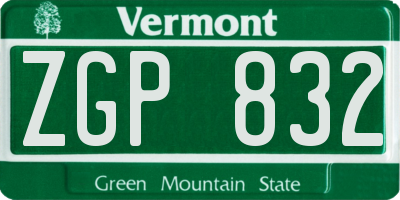VT license plate ZGP832