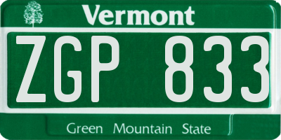 VT license plate ZGP833