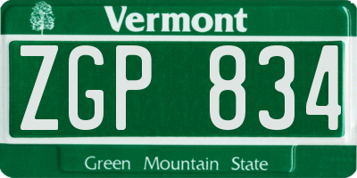 VT license plate ZGP834