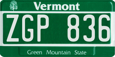 VT license plate ZGP836
