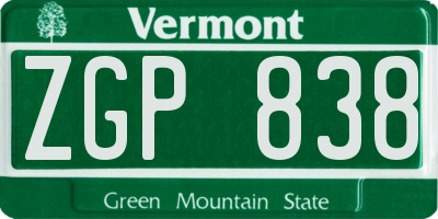 VT license plate ZGP838