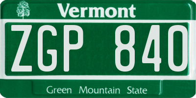 VT license plate ZGP840