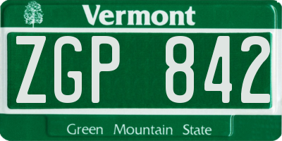 VT license plate ZGP842