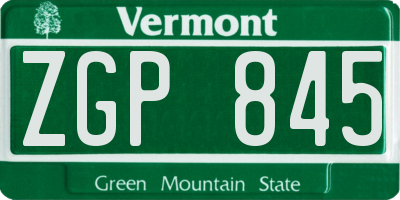 VT license plate ZGP845