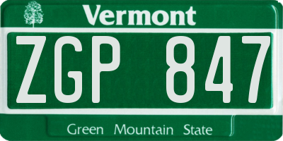 VT license plate ZGP847