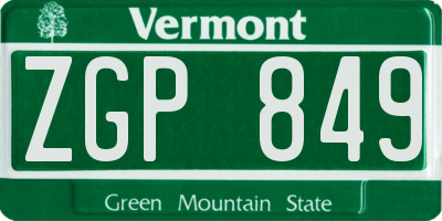 VT license plate ZGP849