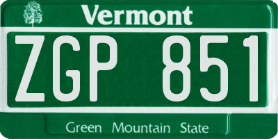 VT license plate ZGP851