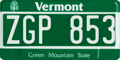 VT license plate ZGP853