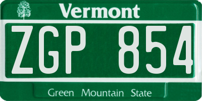 VT license plate ZGP854