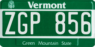 VT license plate ZGP856