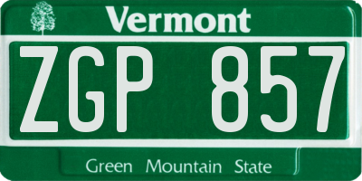 VT license plate ZGP857