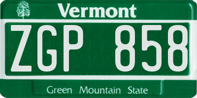 VT license plate ZGP858