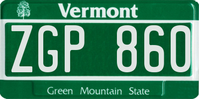 VT license plate ZGP860